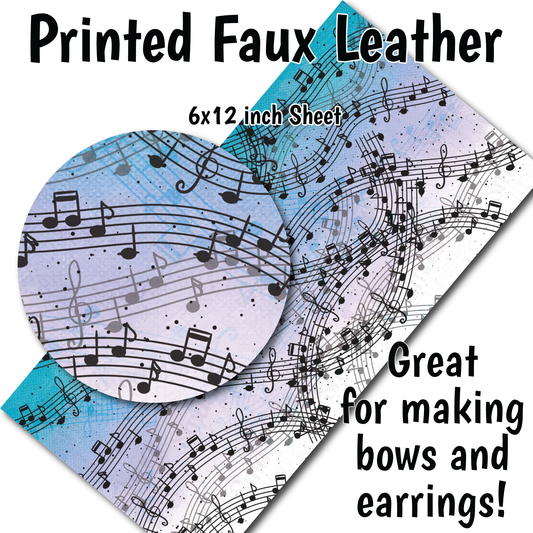 Watercolor Music Notes - Faux Leather Sheet (SHIPS IN 3 BUS DAYS)