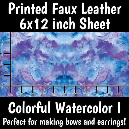 Colorful Watercolor I - Faux Leather Sheet (SHIPS IN 3 BUS DAYS)