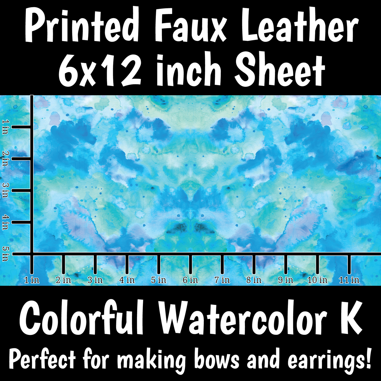 Colorful Watercolor K - Faux Leather Sheet (SHIPS IN 3 BUS DAYS)