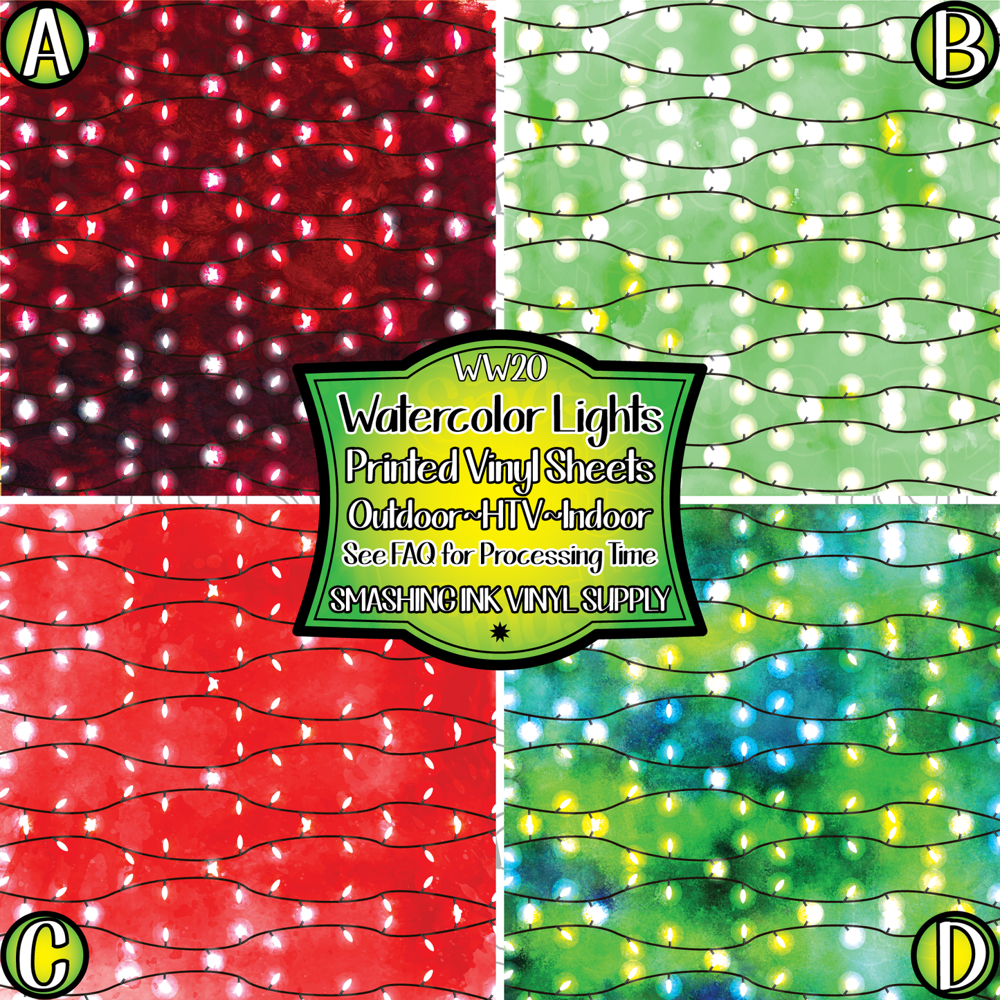 WATERCOLOR LIGHTS ★ Pattern Vinyl | Faux Leather | Sublimation (TAT 3 BUS DAYS)