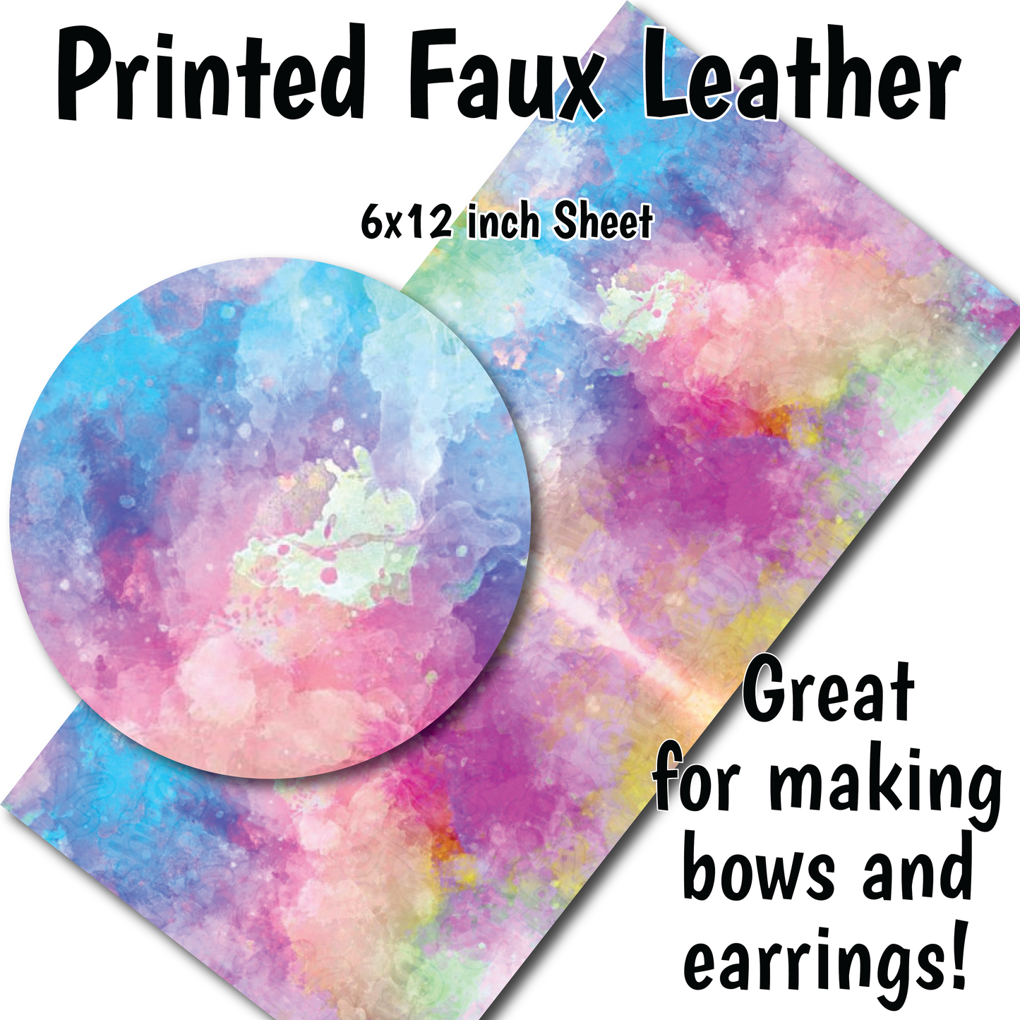 Colorful Watercolor - Faux Leather Sheets (SHIPS IN 3 BUS DAYS)