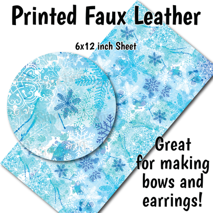 Watercolor Snowflakes - Faux Leather Sheet (SHIPS IN 3 BUS DAYS)