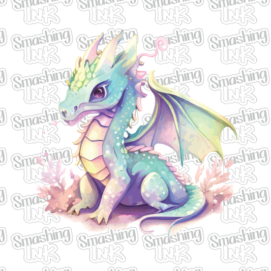 Watercolor Dragon 2 - Heat Transfer | DTF | Sublimation (TAT 3 BUS DAYS) [6H-2HTV]