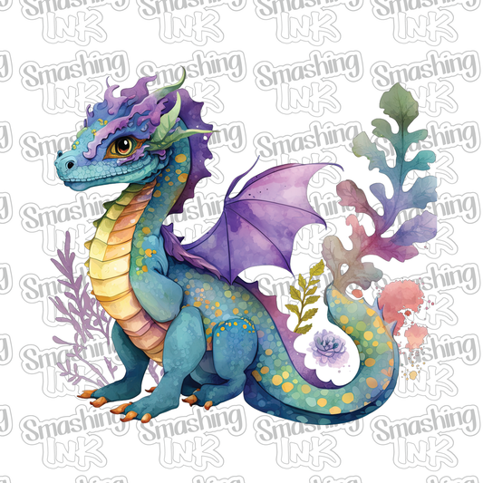 Watercolor Dragon 5 - Heat Transfer | DTF | Sublimation (TAT 3 BUS DAYS) [6H-9HTV]