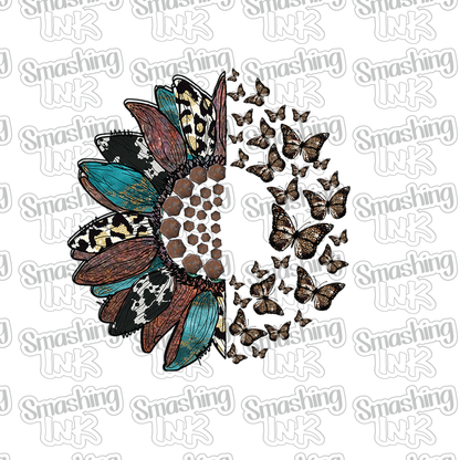 Western Sunflower Butterflies - Heat Transfer | DTF | Sublimation (TAT 3 BUS DAYS) [2B-22HTV]