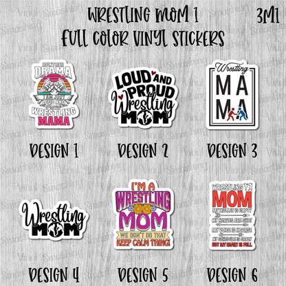 Wrestling Mom 1 - Full Color Vinyl Stickers (SHIPS IN 3-7 BUS DAYS)