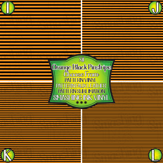 Orange Black Pinstripe ★ Pattern Vinyl | Faux Leather | Sublimation (TAT 3 BUS DAYS)
