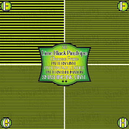 Lime Black Pinstripe ★ Pattern Vinyl | Faux Leather | Sublimation (TAT 3 BUS DAYS)