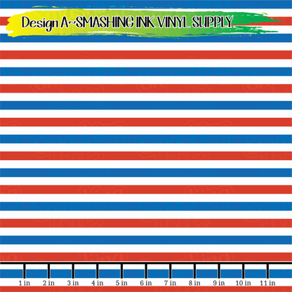 Red White Blue Stripes ★ Pattern Vinyl | Faux Leather | Sublimation (TAT 3 BUS DAYS)