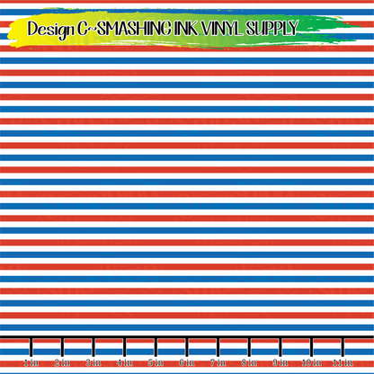 Red White Blue Stripes ★ Pattern Vinyl | Faux Leather | Sublimation (TAT 3 BUS DAYS)