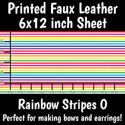 Rainbow Stripes - Faux Leather Sheet (SHIPS IN 3 BUS DAYS)