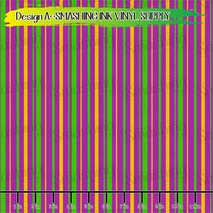 Mardi Gras Stripes ★ Laser Safe Adhesive Film (TAT 3 BUS DAYS)