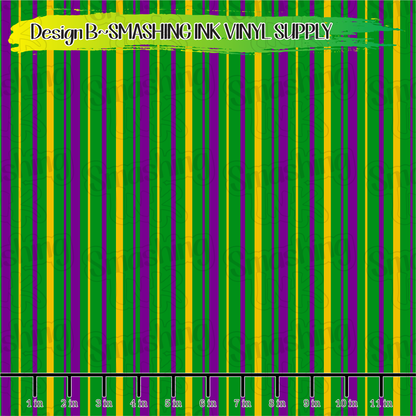 Mardi Gras Stripes ★ Laser Safe Adhesive Film (TAT 3 BUS DAYS)