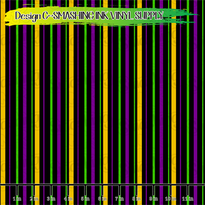 Mardi Gras Stripes ★ Laser Safe Adhesive Film (TAT 3 BUS DAYS)