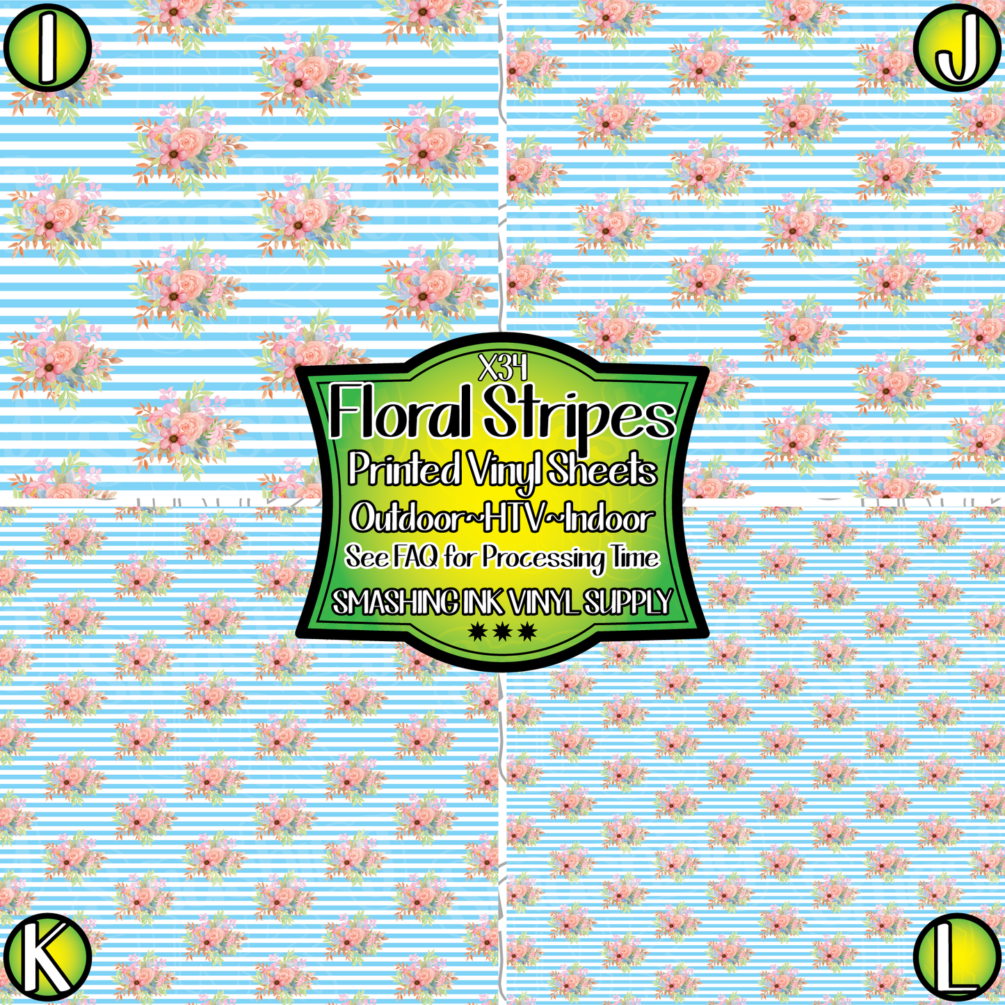 Floral and Stripes ★ Pattern Vinyl | Faux Leather | Sublimation (TAT 3 BUS DAYS)