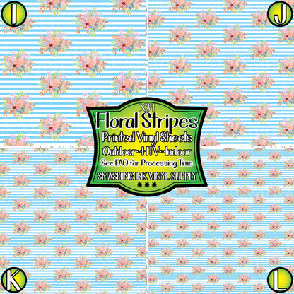 Floral and Stripes ★ Pattern Vinyl | Faux Leather | Sublimation (TAT 3 BUS DAYS)