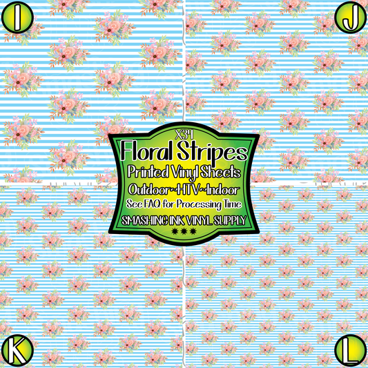 Floral and Stripes ★ Laser Safe Adhesive Film (TAT 3 BUS DAYS)