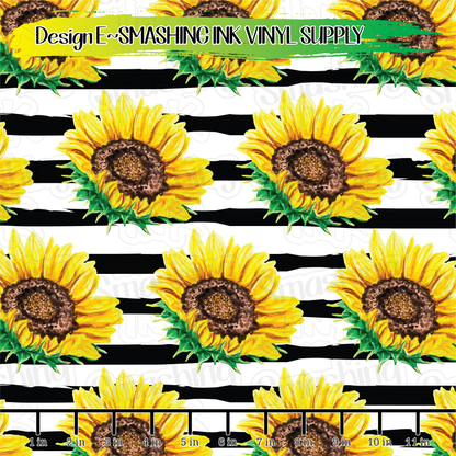 Sunflower Stripes ★ Pattern Vinyl | Faux Leather | Sublimation (TAT 3 BUS DAYS)