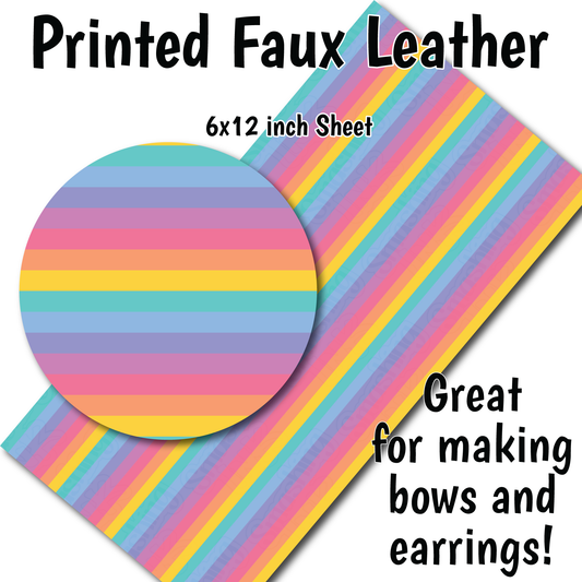 Pastel Stripes A - Faux Leather Sheet (SHIPS IN 3 BUS DAYS)