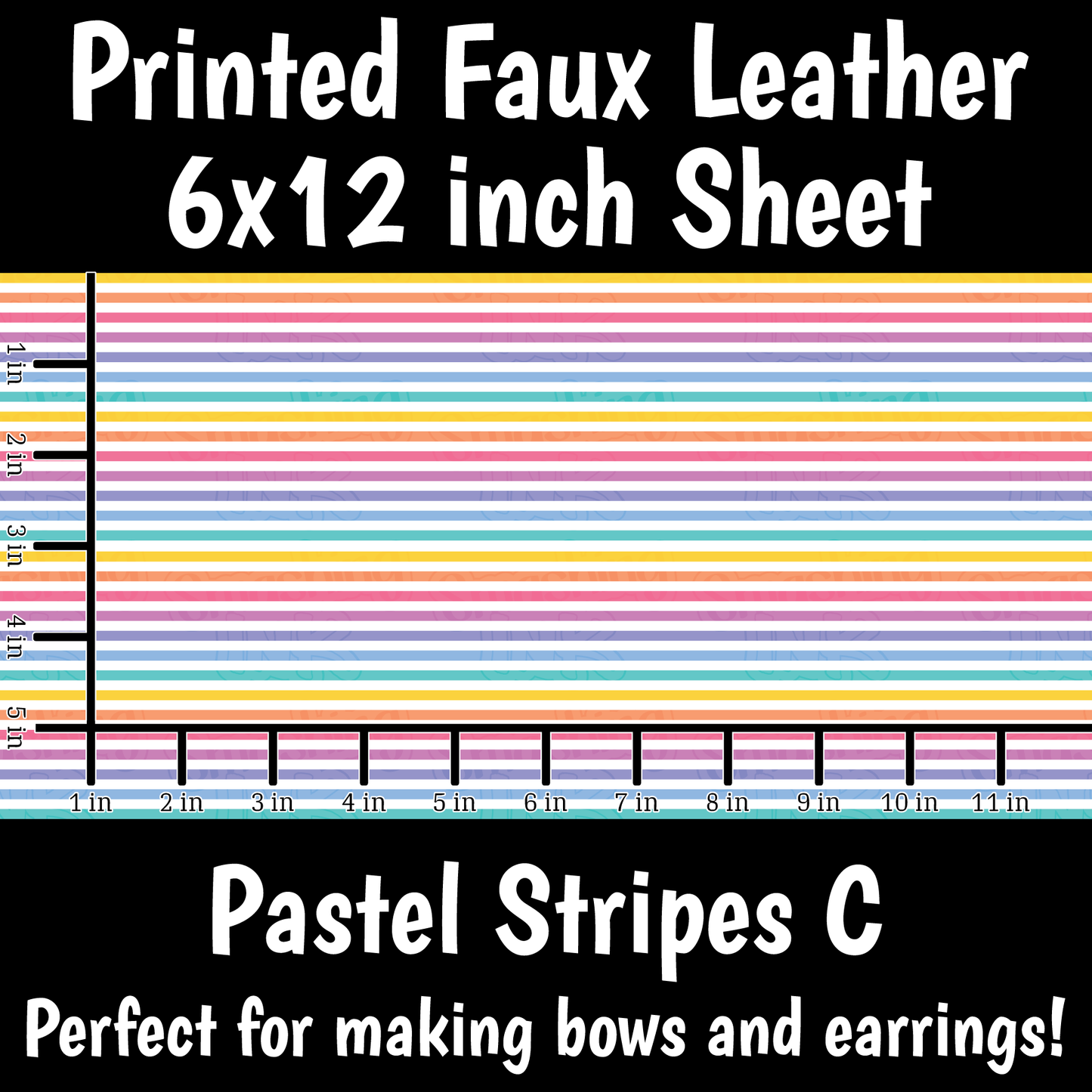 Pastel Stripes C - Faux Leather Sheet (SHIPS IN 3 BUS DAYS)