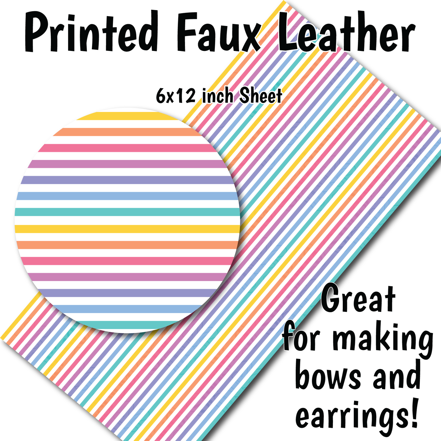 Pastel Stripes C - Faux Leather Sheet (SHIPS IN 3 BUS DAYS)