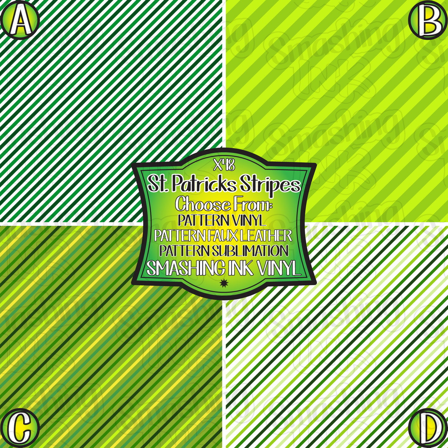 St. Patrick's Stripes ★ Pattern Vinyl | Faux Leather | Sublimation (TAT 3 BUS DAYS)
