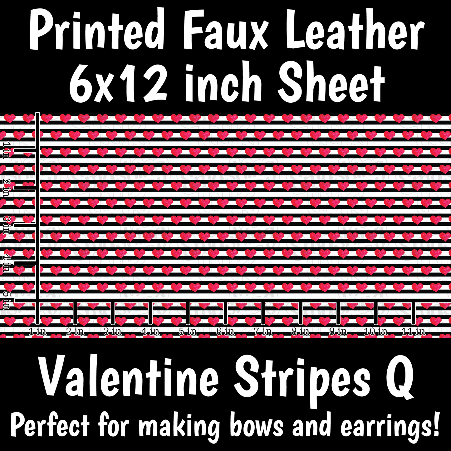 Valentine Stripes Q - Faux Leather Sheet (SHIPS IN 3 BUS DAYS)