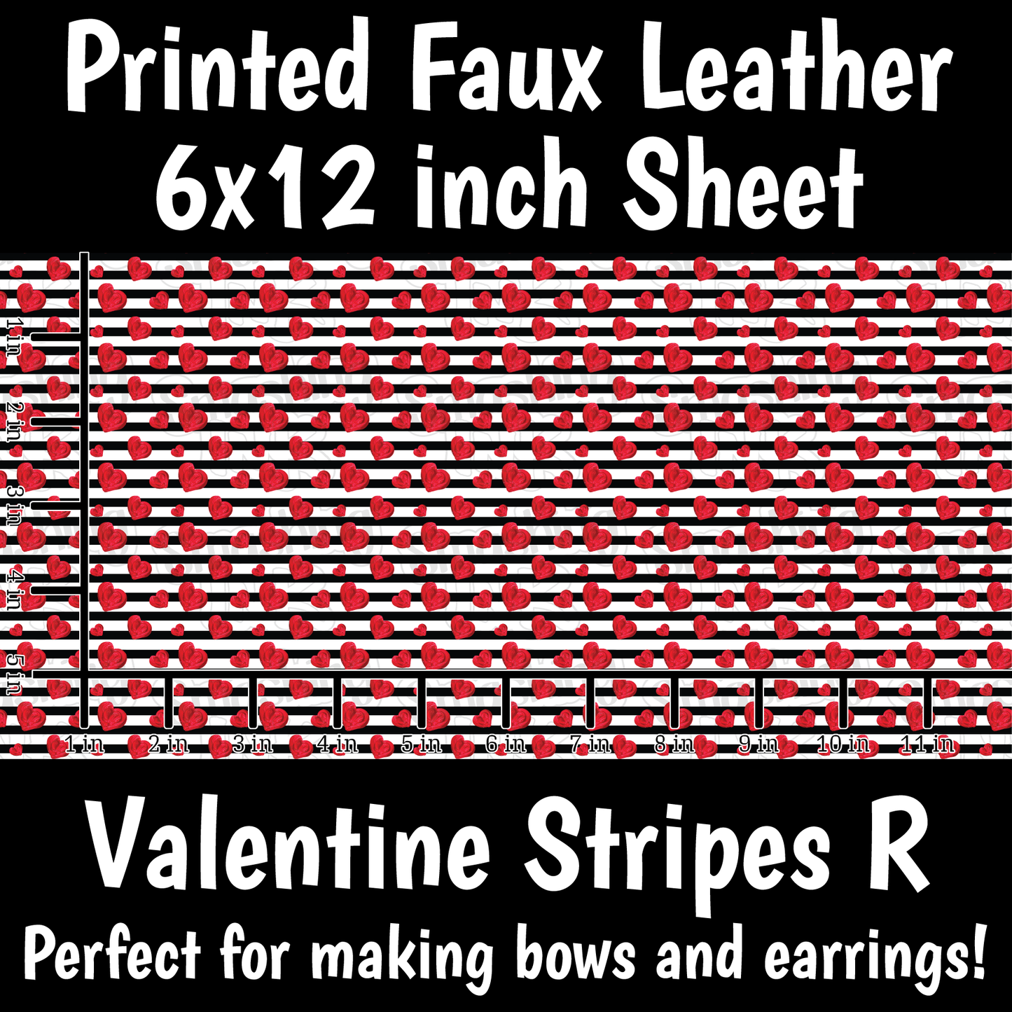 Valentine Stripes R - Faux Leather Sheet (SHIPS IN 3 BUS DAYS)