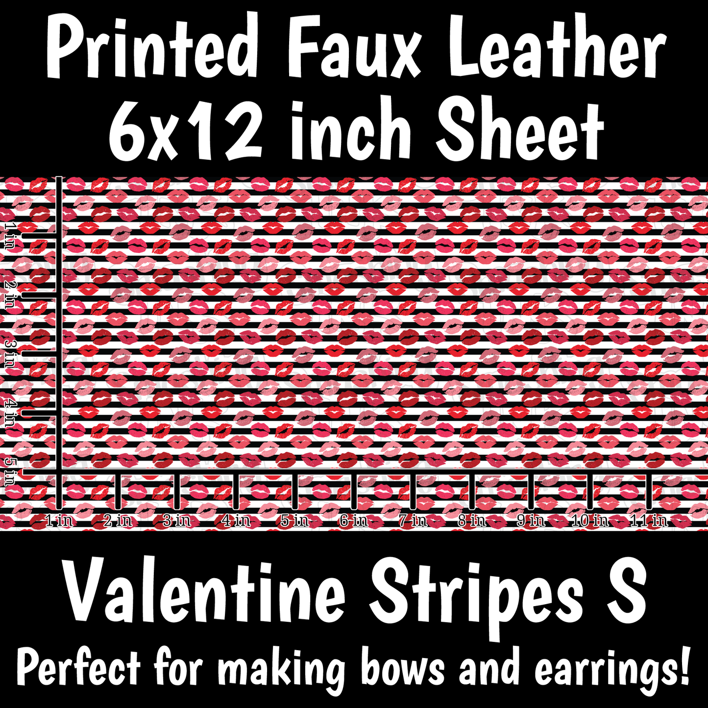 Valentine Stripes S- Faux Leather Sheet (SHIPS IN 3 BUS DAYS)