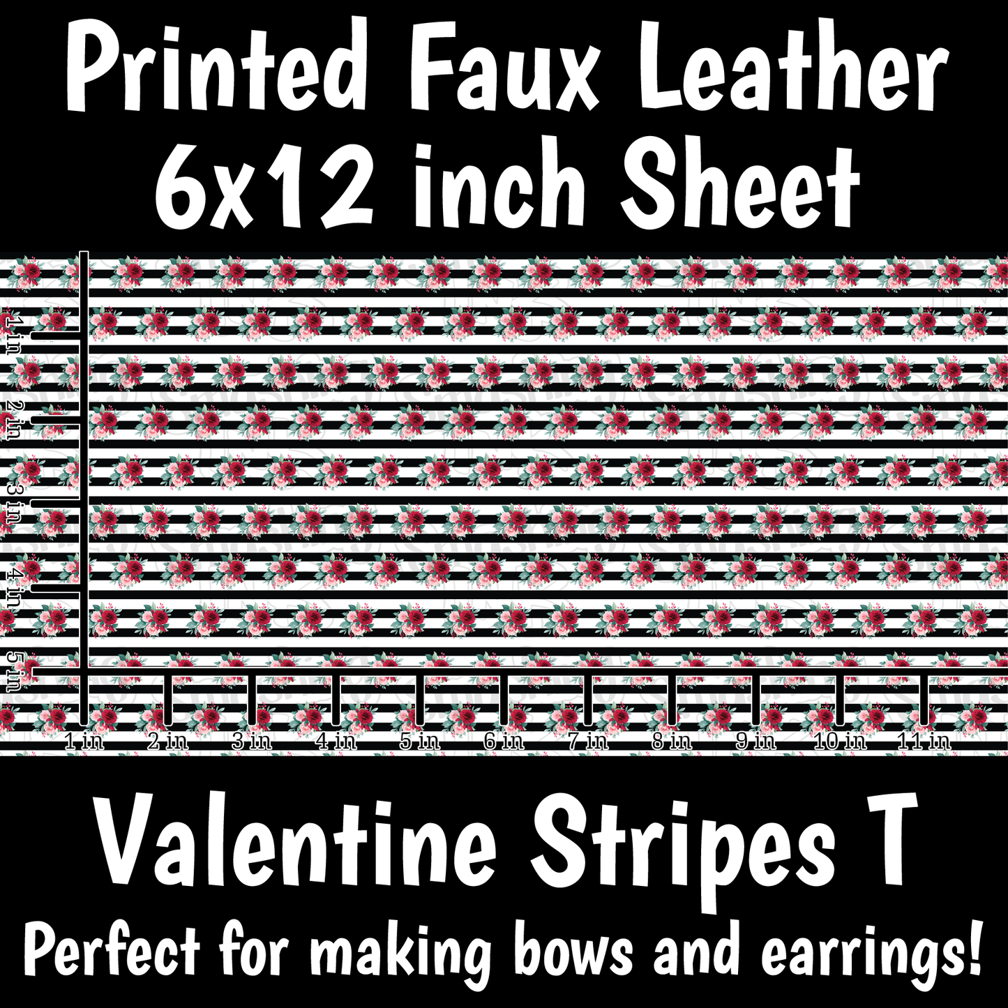 Valentine Stripes T- Faux Leather Sheet (SHIPS IN 3 BUS DAYS)