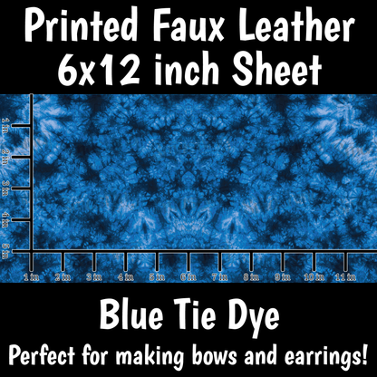 Blue Tie Dye - Faux Leather Sheet (SHIPS IN 3 BUS DAYS)