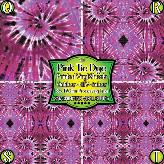 Pink Tie Dye ★ Pattern Vinyl | Faux Leather | Sublimation (TAT 3 BUS DAYS)