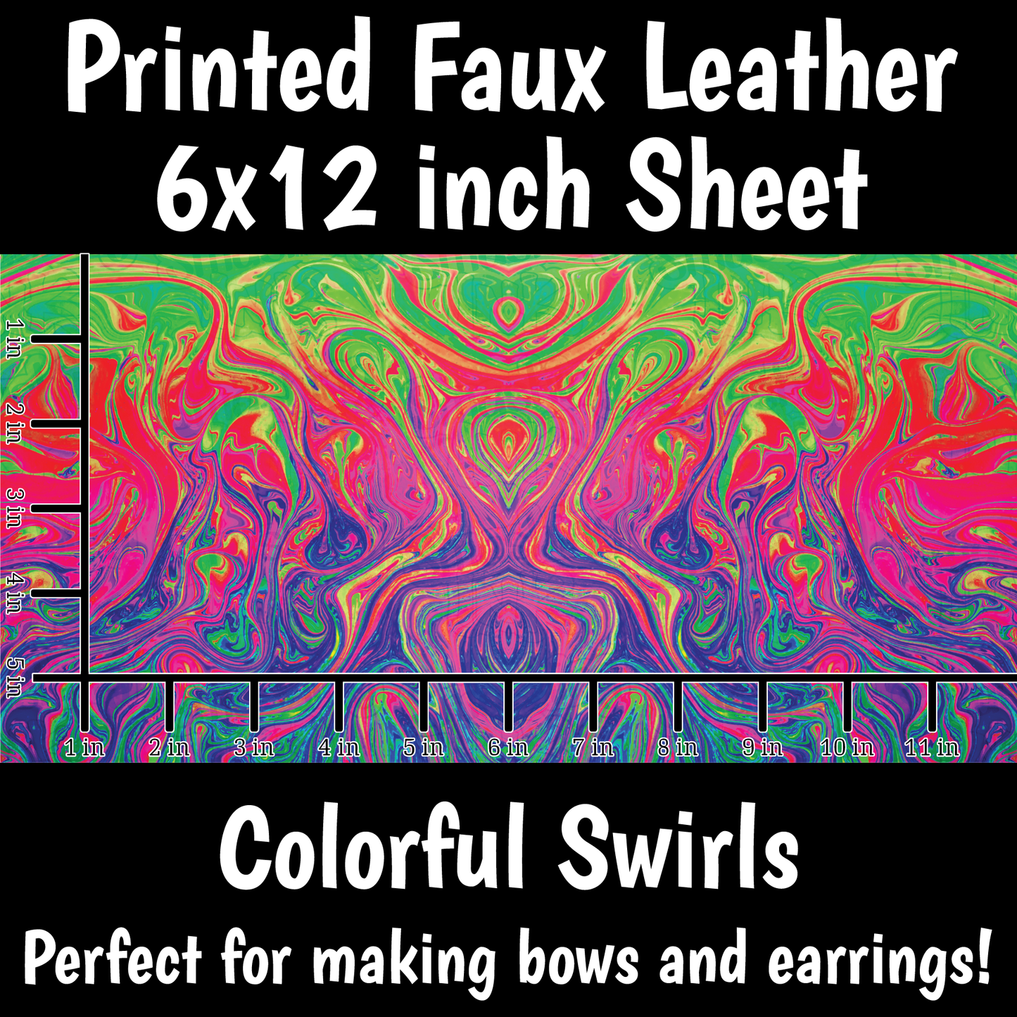 Colorful Swirls - Faux Leather Sheet (SHIPS IN 3 BUS DAYS)