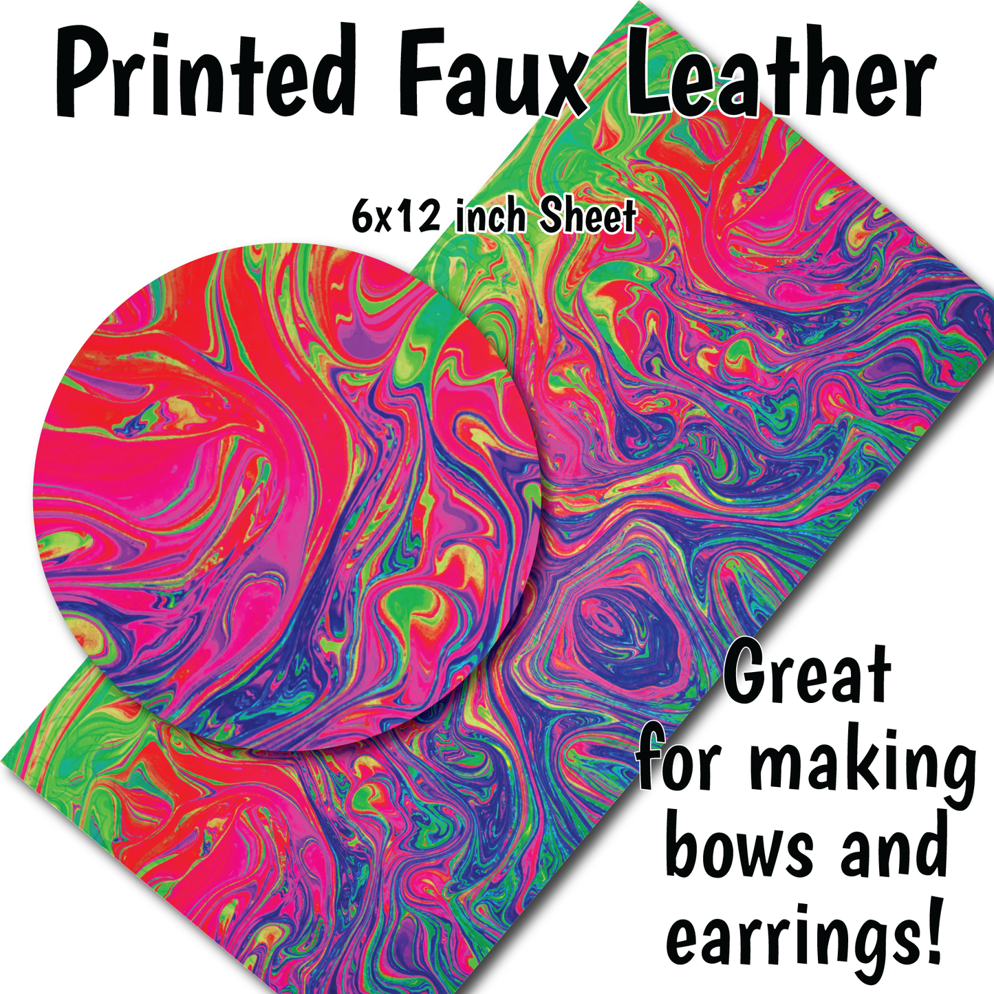 Colorful Swirls - Faux Leather Sheet (SHIPS IN 3 BUS DAYS)