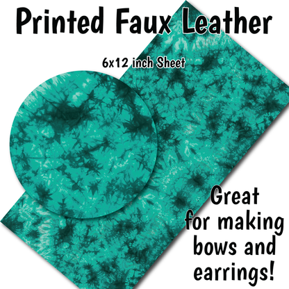 Teal Tie Dye - Faux Leather Sheet (SHIPS IN 3 BUS DAYS)
