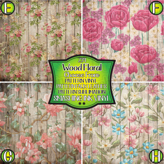 Wood Floral ★ Pattern Vinyl | Faux Leather | Sublimation (TAT 3 BUS DAYS)