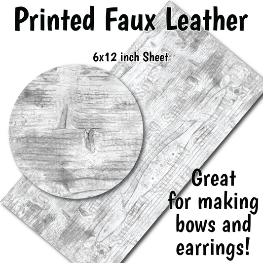 White Wood Pattern - Faux Leather Sheet (SHIPS IN 3 BUS DAYS)