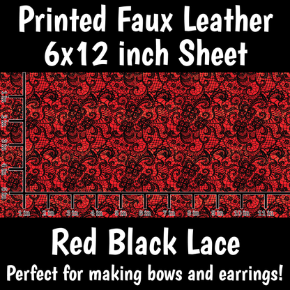 Red Black Lace - Faux Leather Sheet (SHIPS IN 3 BUS DAYS)