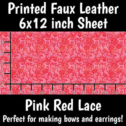 Pink Red Lace - Faux Leather Sheet (SHIPS IN 3 BUS DAYS)
