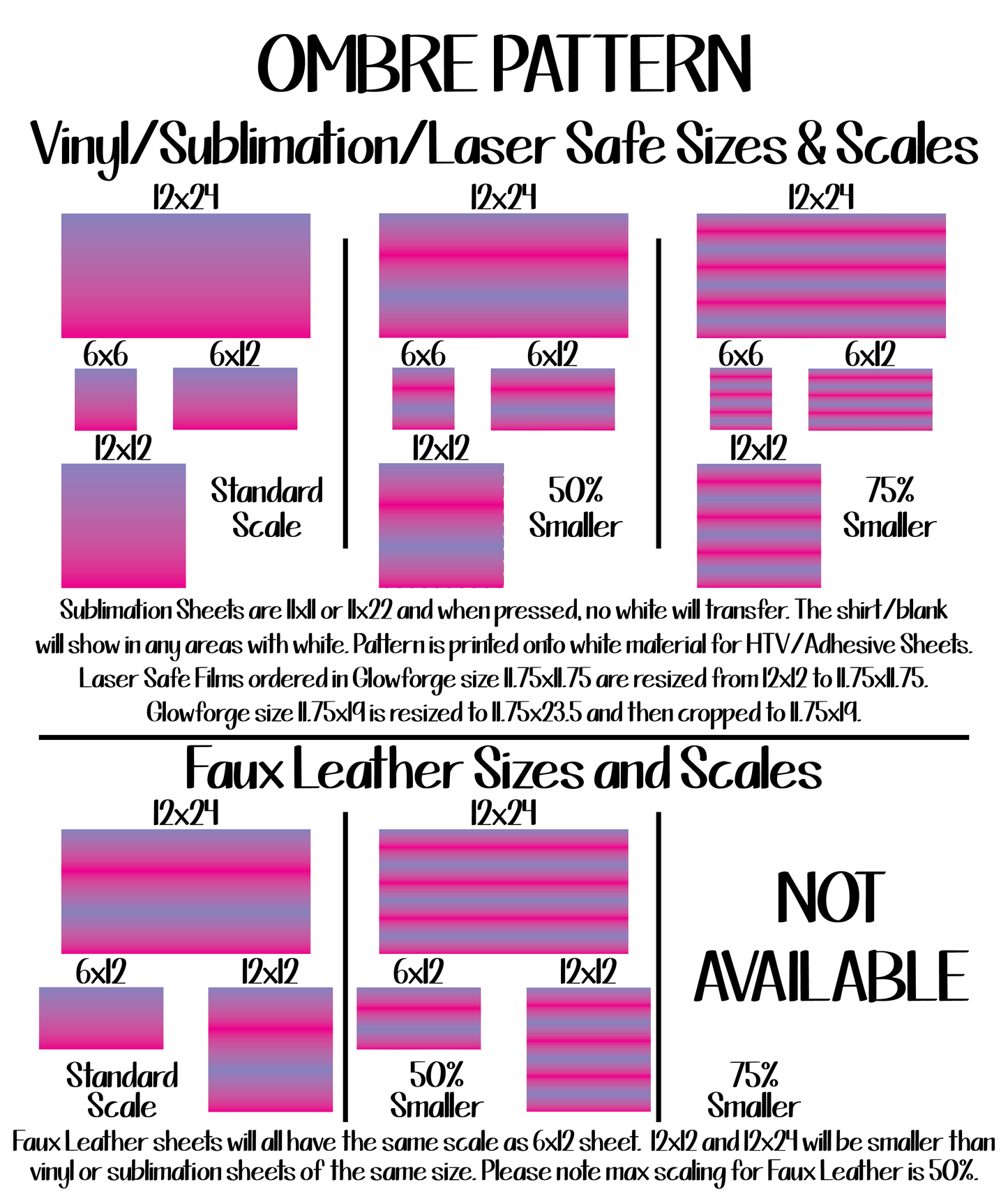 Purple Pink Orange Ombre ★ Pattern Vinyl | Faux Leather | Sublimation (TAT 3 BUS DAYS)