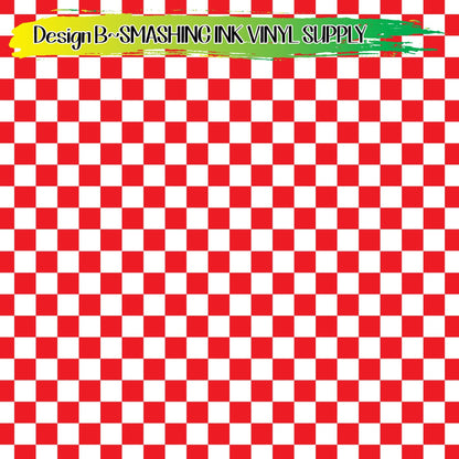 Red White Checker ★ Pattern Vinyl | Faux Leather | Sublimation (TAT 3 BUS DAYS)