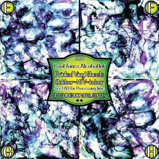Cool Tones Alcohol Ink ★ Printed Vinyl Sheets | Faux Leather | Laser Safe