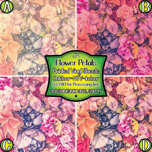 Vintage Flower Petal ★ Printed Vinyl Sheets | Faux Leather | Laser Safe