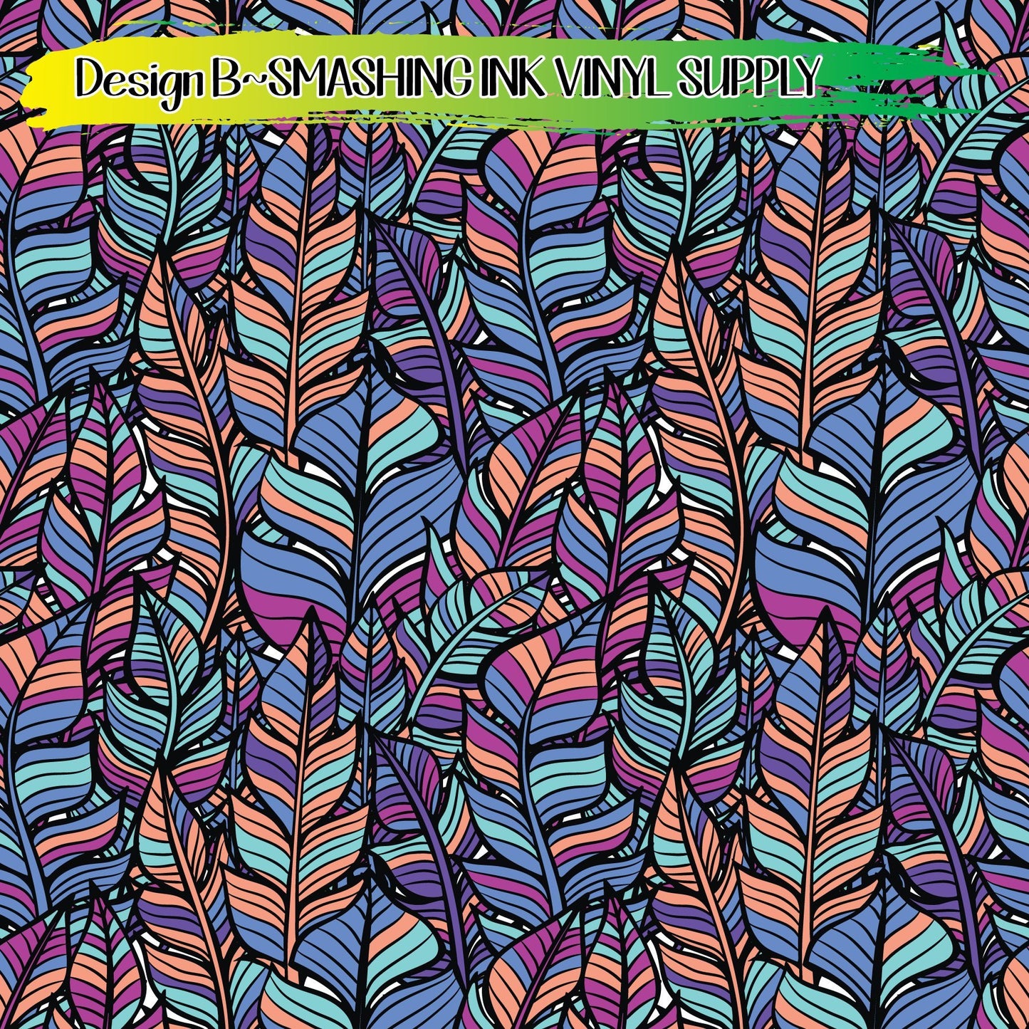 Colorful Feathers ★ Pattern Vinyl | Faux Leather | Sublimation (TAT 3 BUS DAYS)