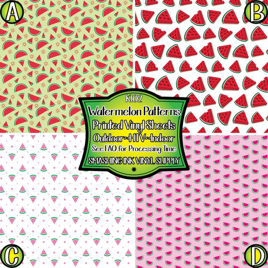 Watermelon Pattern ★ Printed Vinyl Sheets | Faux Leather | Laser Safe