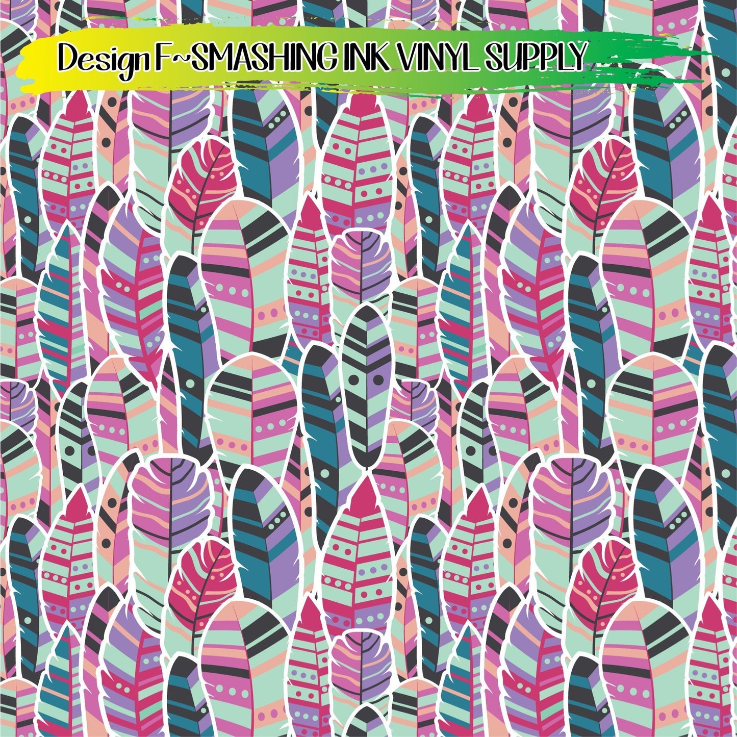 Colorful Boho Feathers ★ Pattern Vinyl | Faux Leather | Sublimation (TAT 3 BUS DAYS)