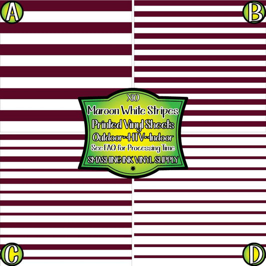 Maroon White Striped ★ Printed Vinyl Sheets | Faux Leather | Laser Safe