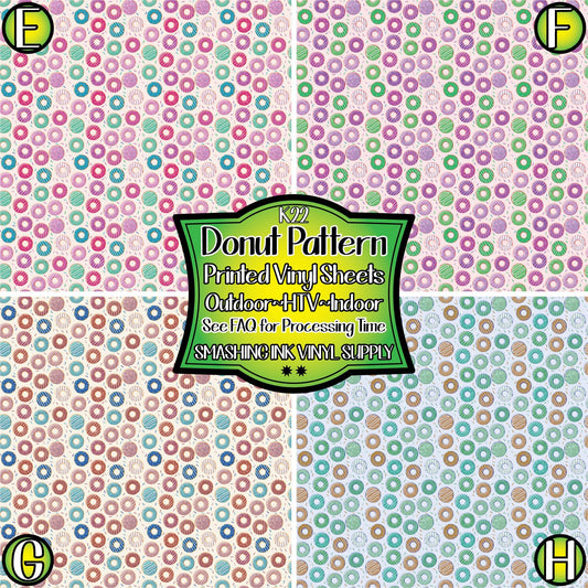 Donut Pattern ★ Printed Vinyl Sheets | Faux Leather | Laser Safe