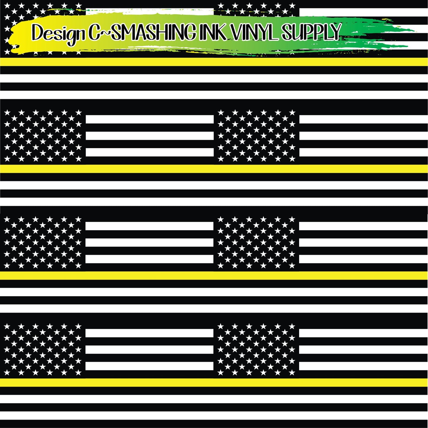 Security Yellow Line Flag ★ Pattern Vinyl | Faux Leather | Sublimation (TAT 3 BUS DAYS)
