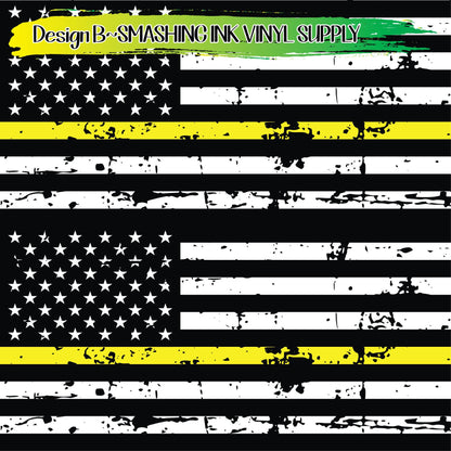 Security Yellow Line Flag ★ Pattern Vinyl | Faux Leather | Sublimation (TAT 3 BUS DAYS)